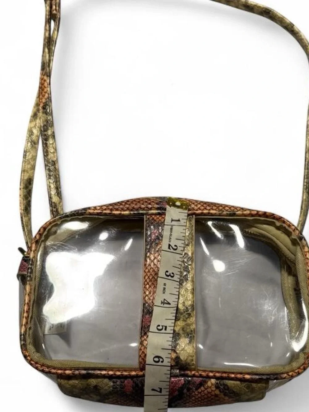 Clear Front Reptile-Print Crossbody Bag - Brown